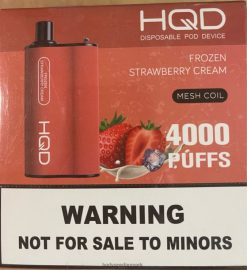 frossen jordbærcreme HQD BOX 4000 pust 22D0XP80 - HQD vape Denmark